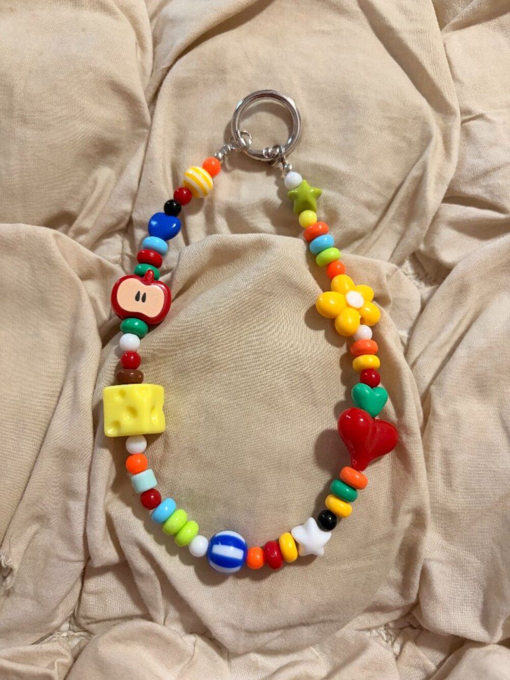 Free People Colorful Beaded Keychain Bag Charm Dopamine Dressing Y2K
